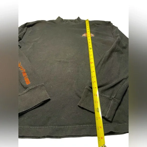 VTG Harley-Davidson mock neck long sleeve/embroidered/shirt/flame/logo size M - Picture 3 of 8